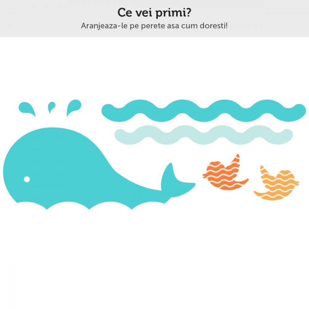 Sticker perete copii cute whale 120 x 44 cm