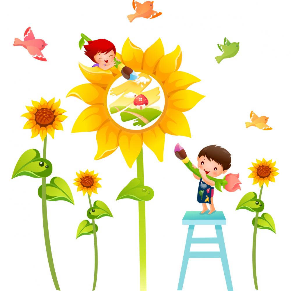 Sticker perete copii floarea soarelui 120 x 120 cm