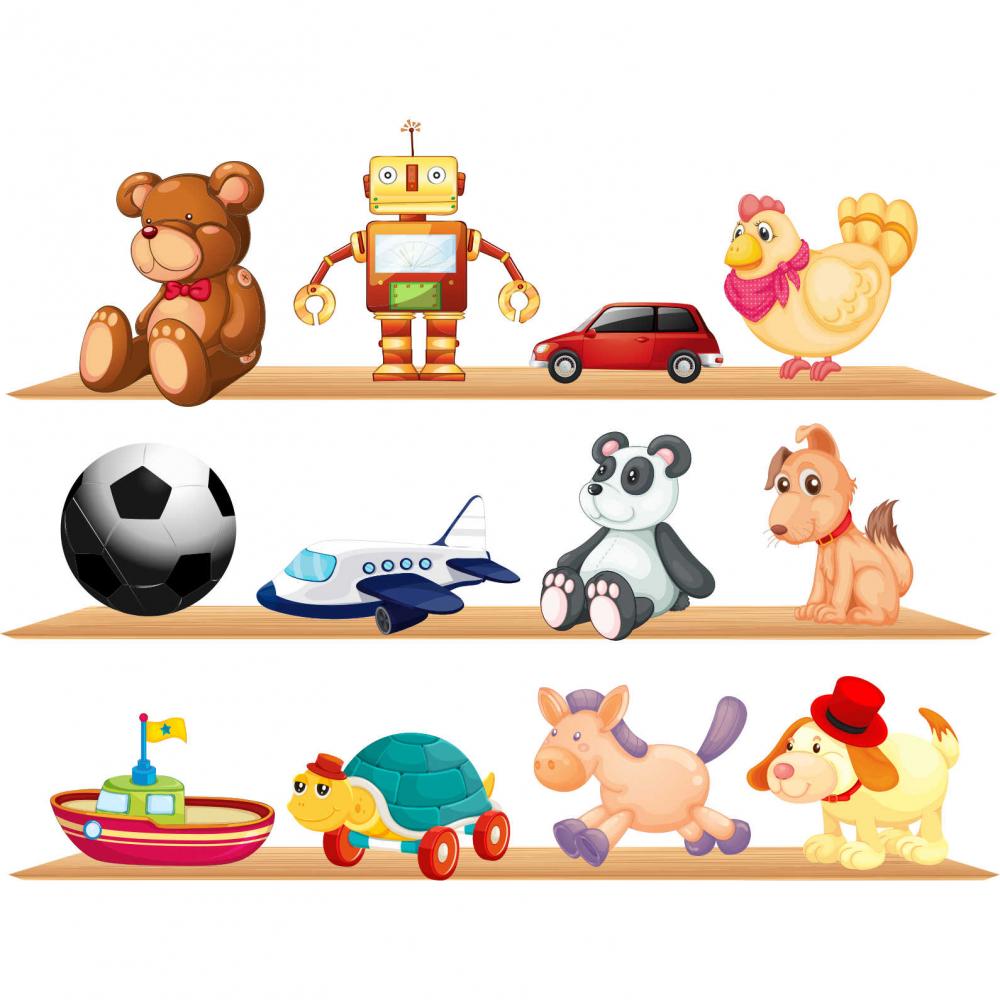 Sticker perete copii raft cu jucarii 120 x 92 cm
