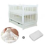 Patut multifunctional Eva Clasic + Saltea Cocos + Lenjerie 5 piese Crem
