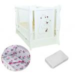 Patut multifunctional Oliver Bear + Saltea Cocos + Lenjerie 3 piese Elephant Pink