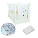 Patut multifunctional Oliver Bear + Saltea Cocos + Lenjerie 3 piese Elephant Turqoise