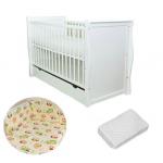 Patut multifunctional Regal White + Saltea Cocos + Lenjerie 3 piese Bird Crem