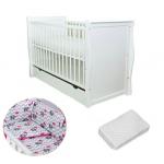 Patut multifunctional Regal White + Saltea Cocos + Lenjerie 3 piese Elephant Pink