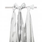 Set 3 scutece absorbante refolosibile cu norisori alb/gri 115x115 cm Jollein