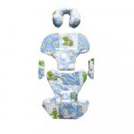 Set perne din bumbac pentru scaun auto copii si bebelusi Deluxe brotacei albastri