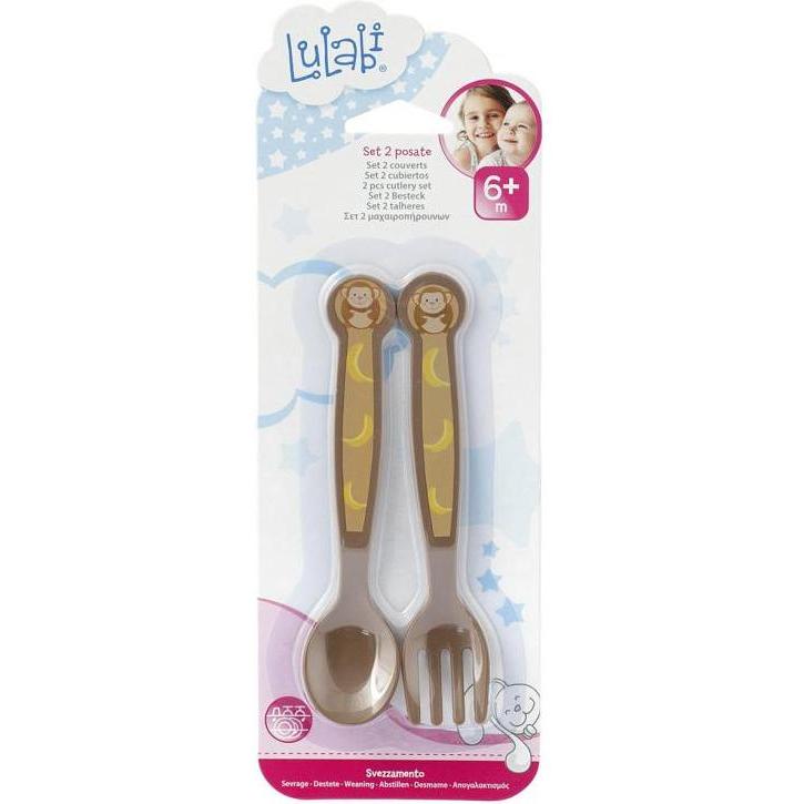 Set lingurita si furculita plastic maimutica lulabi 7973050