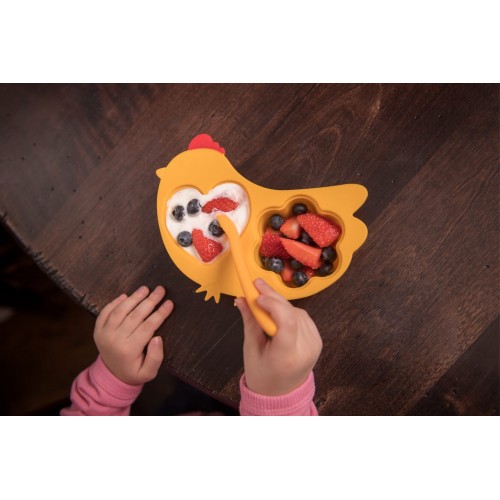 Tavita compartimentata multifunctionala cu capac innobaby chicken orange