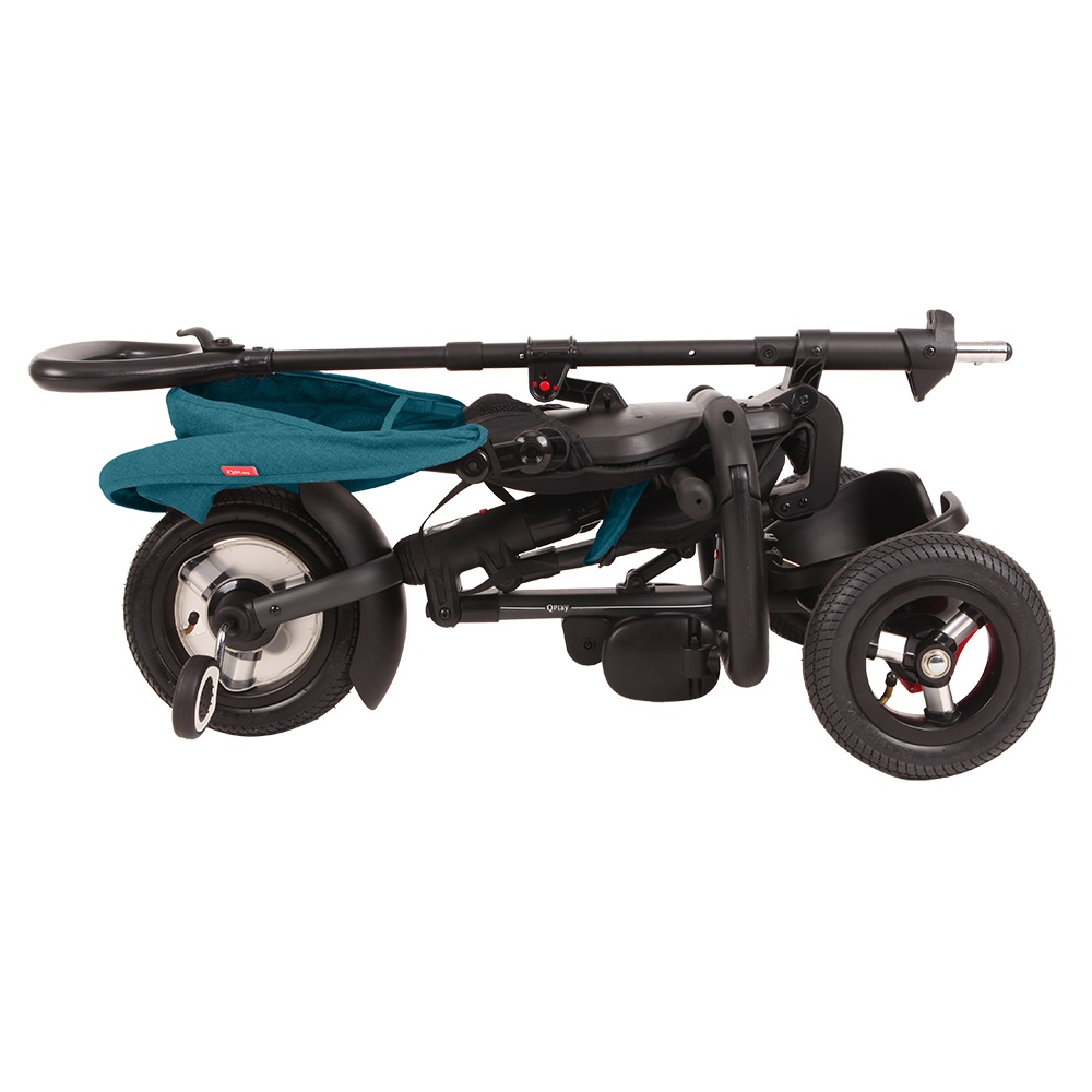 Tricicleta cu roti de cauciuc Qplay Rito Rubber Albastru Deschis nichiduta.ro
