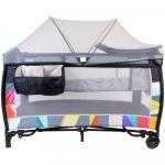 Patut pliabil cu doua nivele si sistem de leganare Sweet Dreams Multicolor