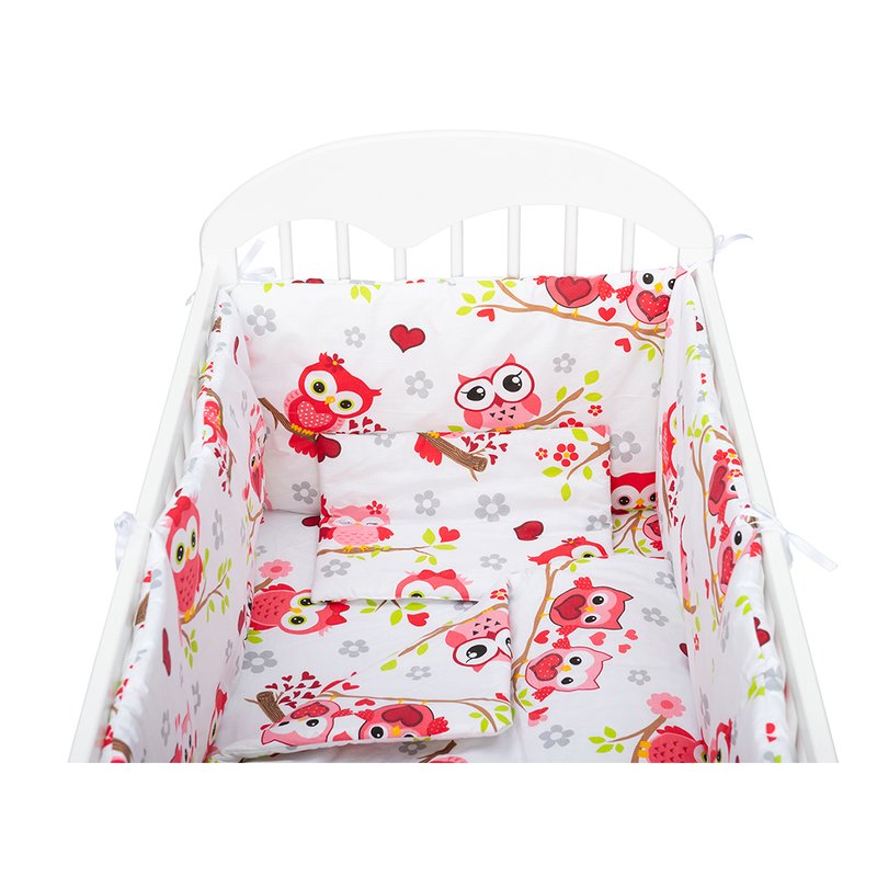 Lenjerie patut 5 piese bufnite rosu