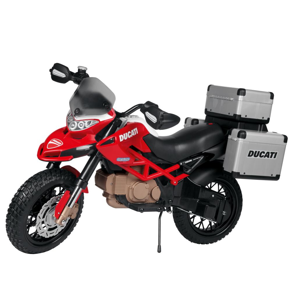 Motocicleta electrica pentru copii Peg Perego Ducati Enduro cu roti din cauciuc, scaun ergonomic, lumini led si doua viteze 330W