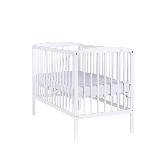 Set patut kuba alb pentru copii si saltea cocos 10 cm