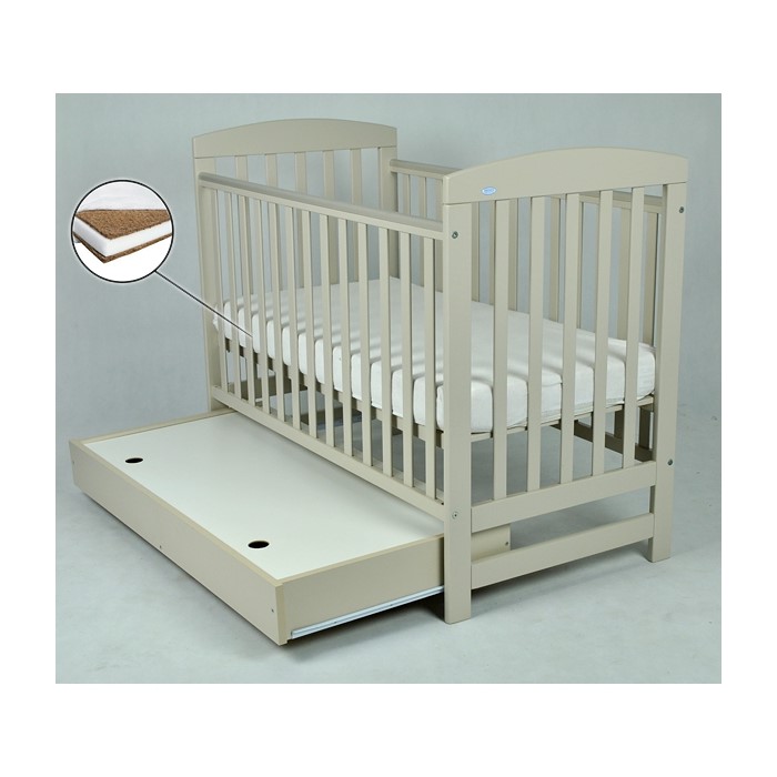 Patut pentru copii olek cu sertar latte + saltea cocos 8 cm