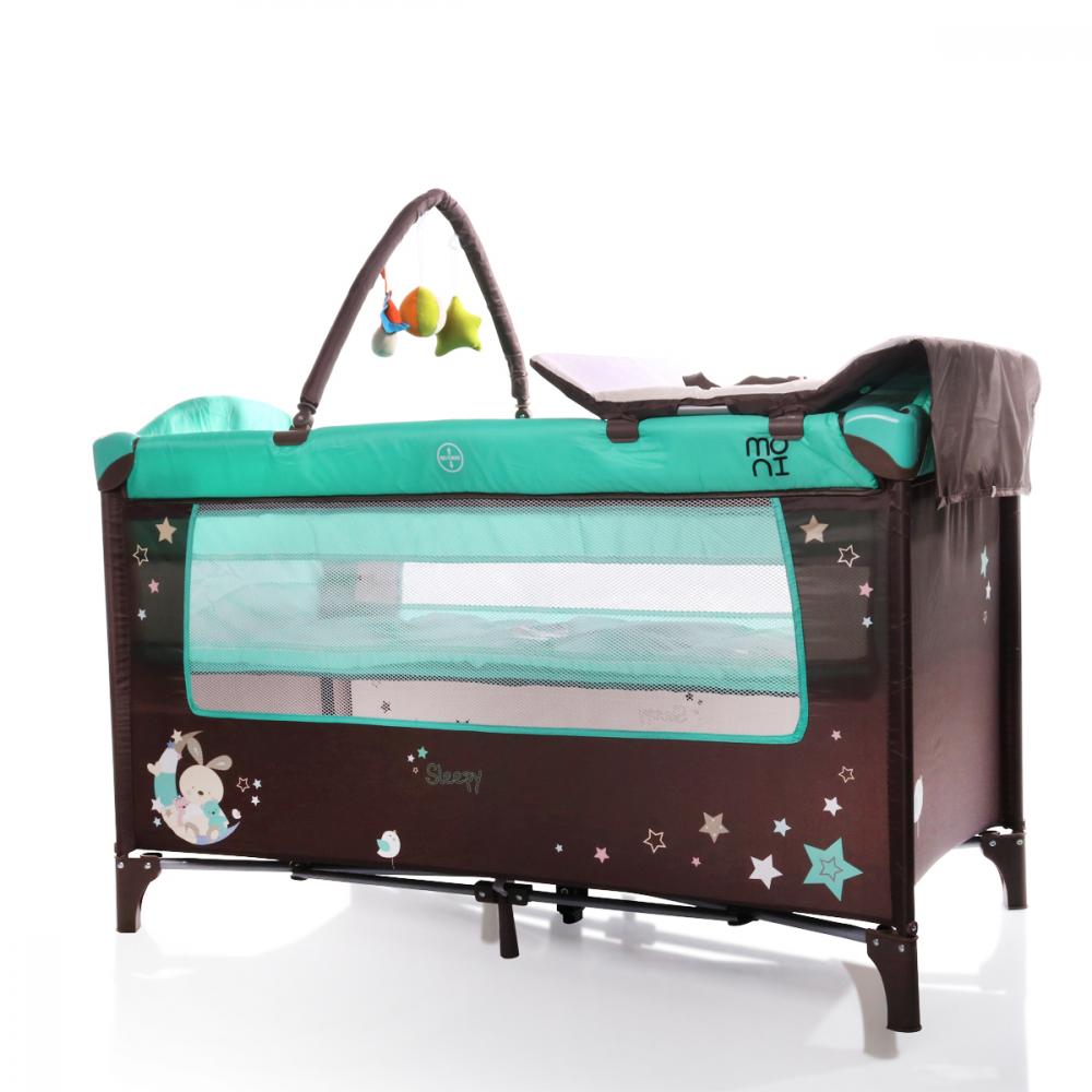 Patut pliabil cu 2 nivele sleepy turquoise