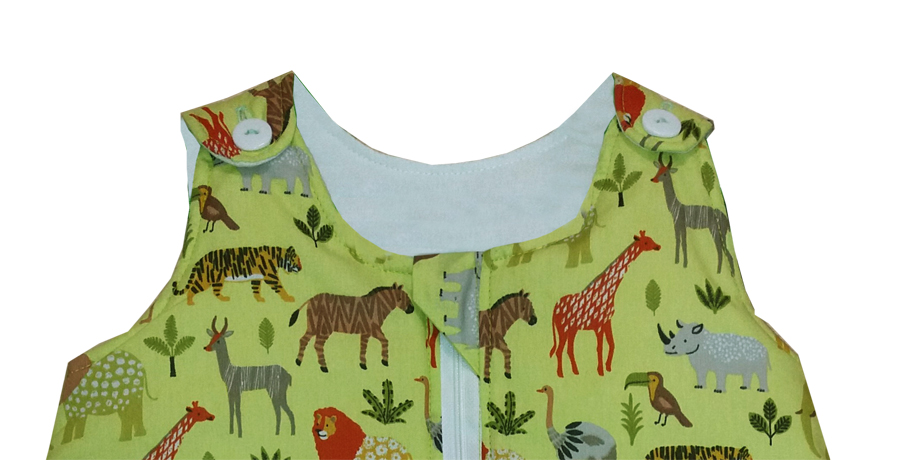 Sac de dormit 1 tog animale salbatice fond verde 60 cm