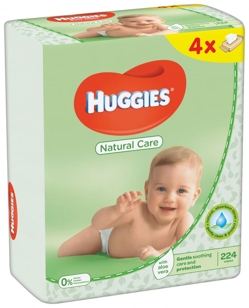 Servetele umede Huggies Natural Care, 4 pachete x 56, 224 buc 224 imagine noua responsabilitatesociala.ro