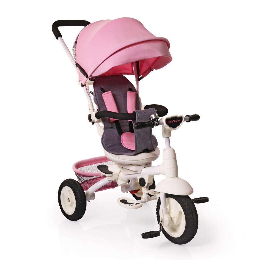 Tricicleta cu sezut reversibil si mufa MP3 Queen Pink Byox imagine noua