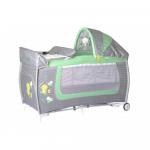 Patut Pliant Danny Rocker 2 nivele cu accesorii si sistem de leganare Grey & Green Za Za
