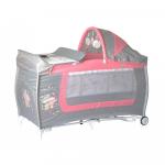 Patut Pliant Danny Rocker 2 nivele cu accesorii si sistem de leganare Grey & Pink Za Za