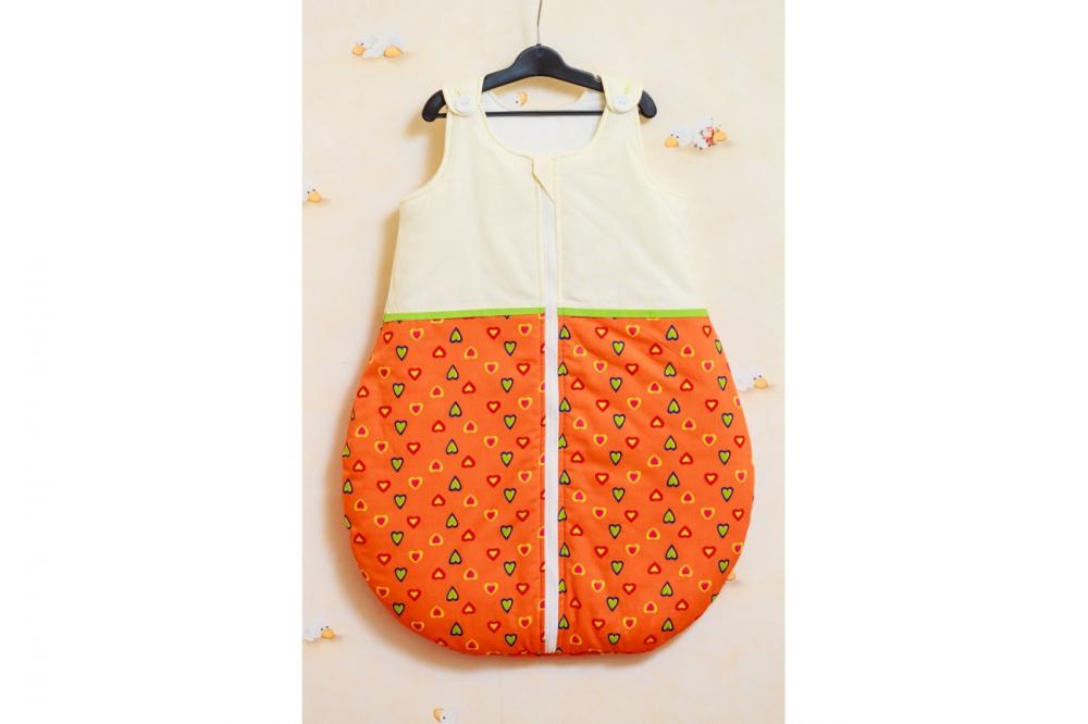 Sac de dormit 0.8 tog inimioare portocalii 70 cm