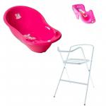 Set Cadita 102cm cu suport metalic si suport anatomic Printesa Roz