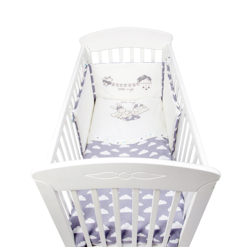 Lenjerie patut brodata cu 2 piese 140x70cm little angel clouds