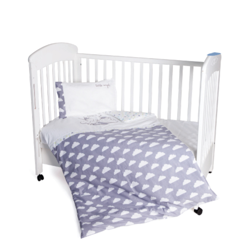 Lenjerie patut brodata cu 3 piese 140x70 cm little angel clouds
