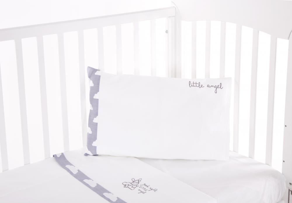 Lenjerie patut brodata cu 3 piese 140x70 cm little angel clouds eu