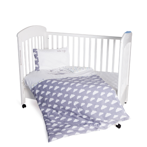 Lenjerie patut brodata cu 5 piese 140x70 cm little angel clouds