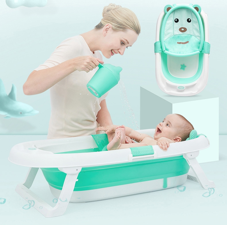 Hamac cadita Little Mom Baby Bath Tub Bear Mint Cadite si accesorii