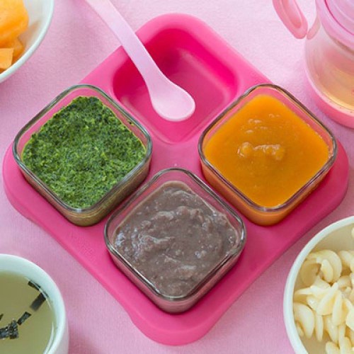 Set 4 recipiente din sticla 60ml green sprouts pink