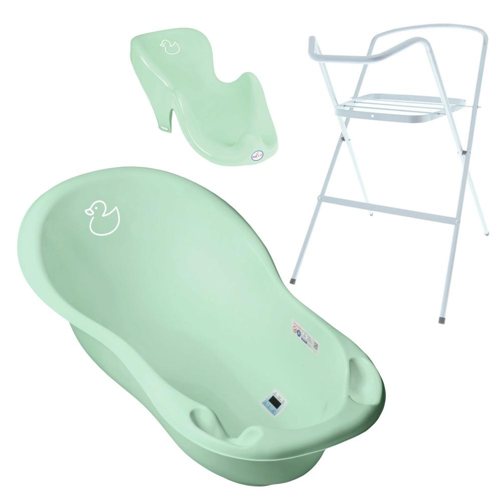 Set Cadita 86 cm cu suport metalic si suport anatomic Duck Mint - 1 | YEO