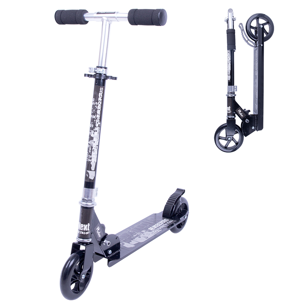 Trotineta pliabila cu cadru din aluminiu,ghidon reglabil,platforma antialunecare,roti PU,de la 6 ani si pana la 100kg Byox Rendevous Black - 8
