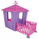 Casuta pentru copii Stone House Pink/Purple cu gardulet