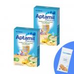 Pachet 2 buc x Cereale cu lapte Nutricia Aptamil Porumb orez si banane, 225g, 6luni+ si 1 x Servetele umede pentru bebelusi, WaterWipes, 10 buc