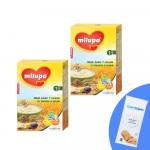 Pachet 2 buc x Cereale fara lapte Milupa Musli Jr 7 cereale cu banane si prune 250g 12luni+ si 1 x Servetele umede pentru bebelusi, WaterWipes, 10