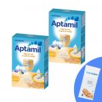 Pachet 2 buc x Cereale fara lapte Nutricia Aptamil Fulgi de orez cu gust de vanilie 200g 4luni+ si 1 x Servetele umede pentru bebelusi, WaterWipes,