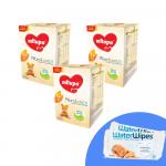 Pachet 3 buc x Lapte praf Milupa Milumil Junior 1+, 1200g, 12luni+ si 2 x Servetele umede pentru bebelusi WaterWipes 60 buc