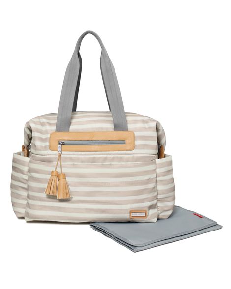 Geanta pentru mamici skip hop riverside ultra light satchel bej cu dungi