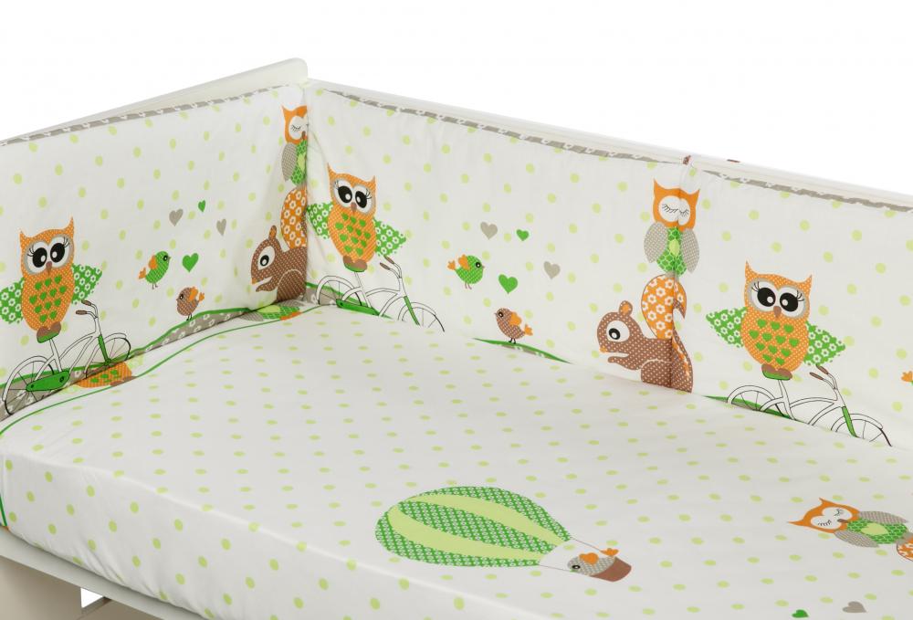 Lenjerie patut cu 5 piese happy owls green 052