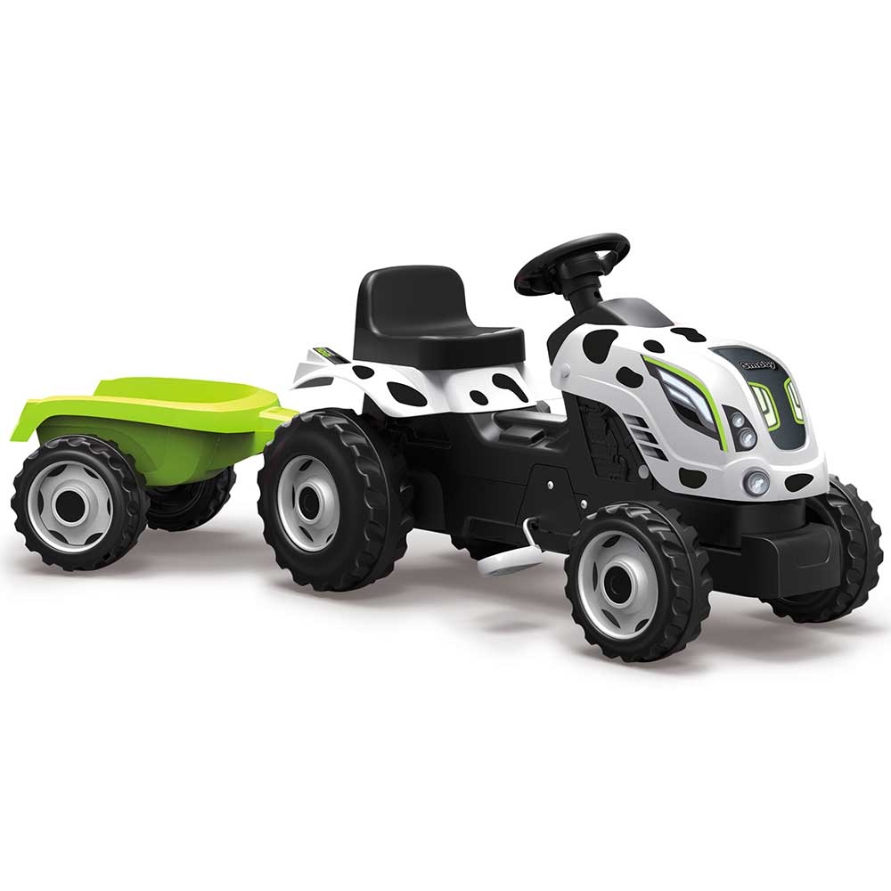 Tractor cu pedale si remorca Smoby Farmer XL alb negru - 6