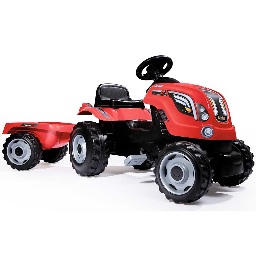 Tractor cu pedale si remorca Smoby Farmer XL rosu - 7