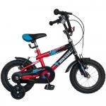 Bicicleta copii Bonanza 12 Hurricane G1201B cadru otel negru/rosu si roti ajutatoare