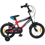 Bicicleta copii Bonanza 14 Hurricane G1401B cadru otel negru/rosu si roti ajutatoare