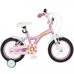 Bicicleta copii Bonanza 14 Little Lady G1402B cadru otel roz/alb si roti ajutatoare