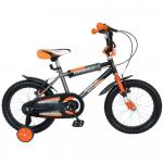 Bicicleta copii Bonanza 16 Bimbo G1601B cadru otel gri/portocaliu si roti ajutatoare