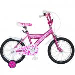 Bicicleta copii Bonanza 16 Spark G1602B cadru otel fucsia/alb si roti ajutatoare