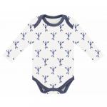 Body cu maneca lunga din bumbac organic Fresk Lobster indigo blue 0-3 luni