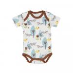 Body cu maneca scurta din bumbac organic Fresk Fox blue 6-12 luni